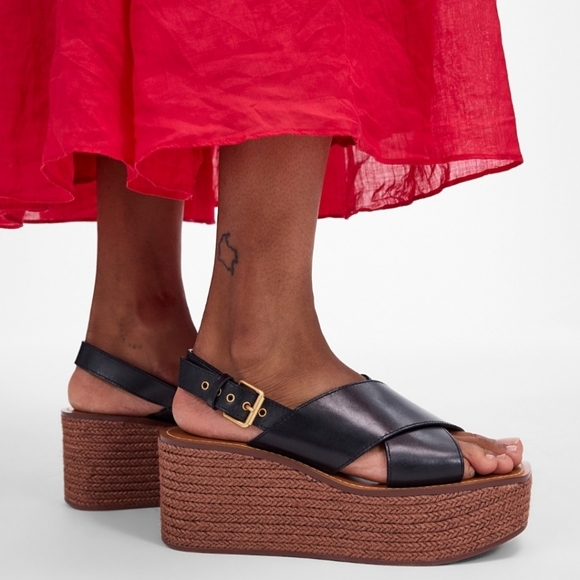 Madewell Shoes - New! Madewell The Amee Wedge Sandal Leather Jute Platform Chunky Heel